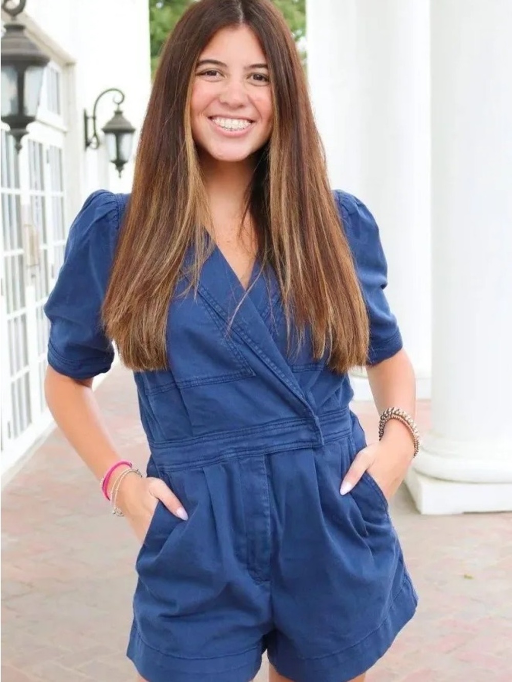 The Pants Store Navy Blue Women's Shorts Romper
